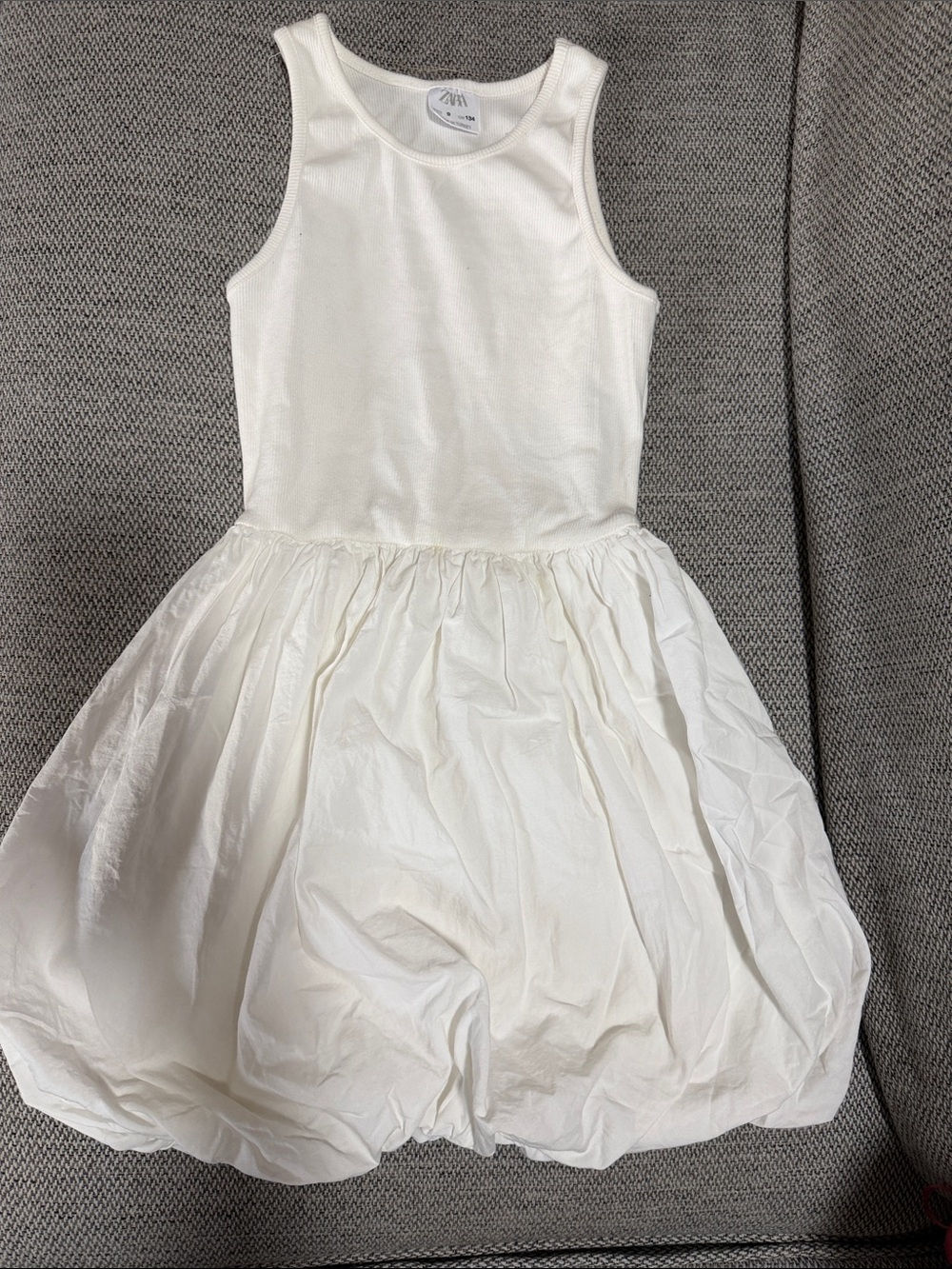 Zara White Sleeveless Bubble Skirt Dress for Girls